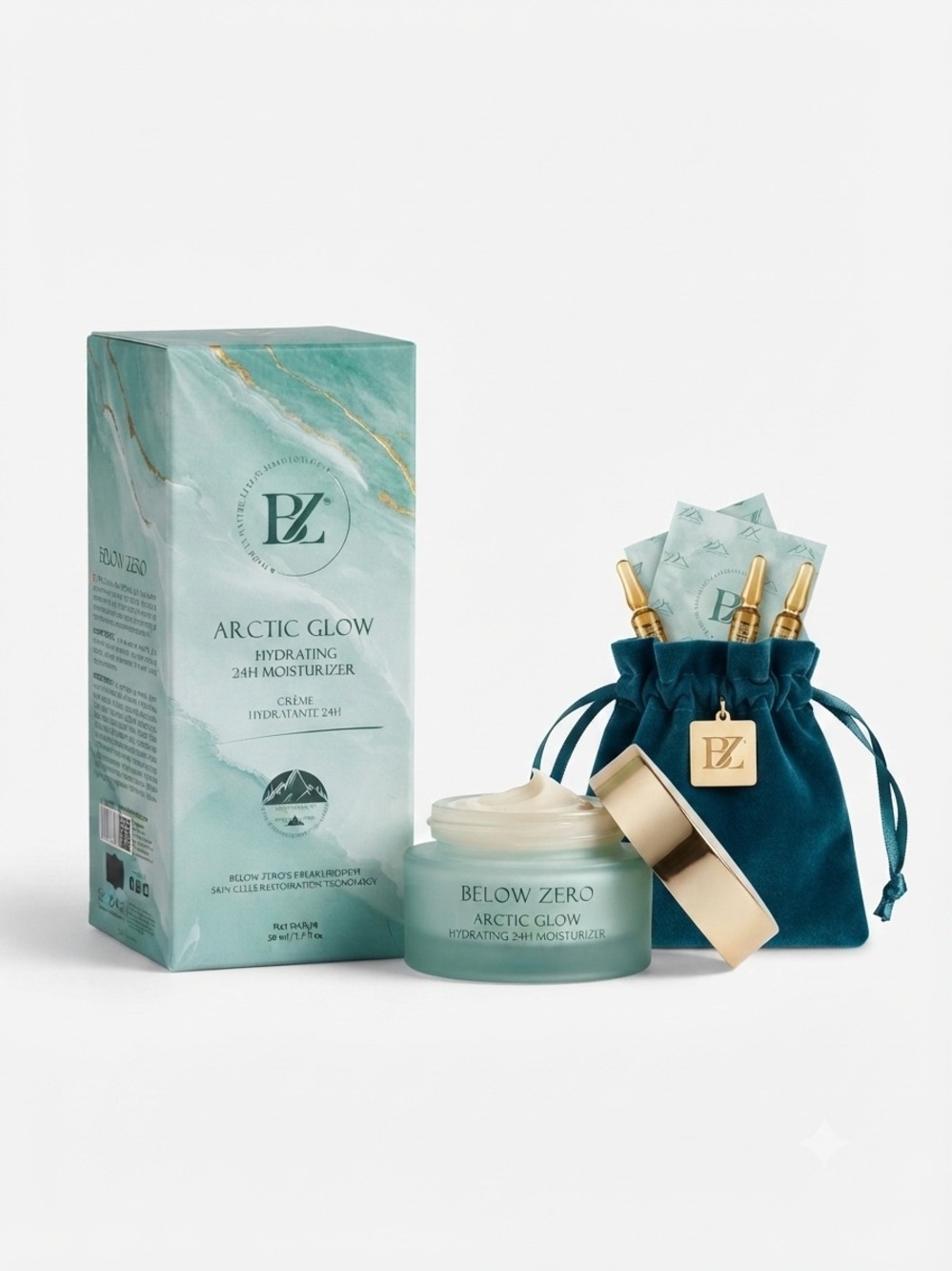 BelowZero Arctic Glow Hydrating 24H Moisturizer $300 retail & Beauty Gift Bag🎁